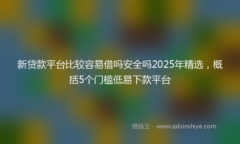 新贷款平台比较容易借吗安全吗2025年精选，概括5个门槛低易下款平台