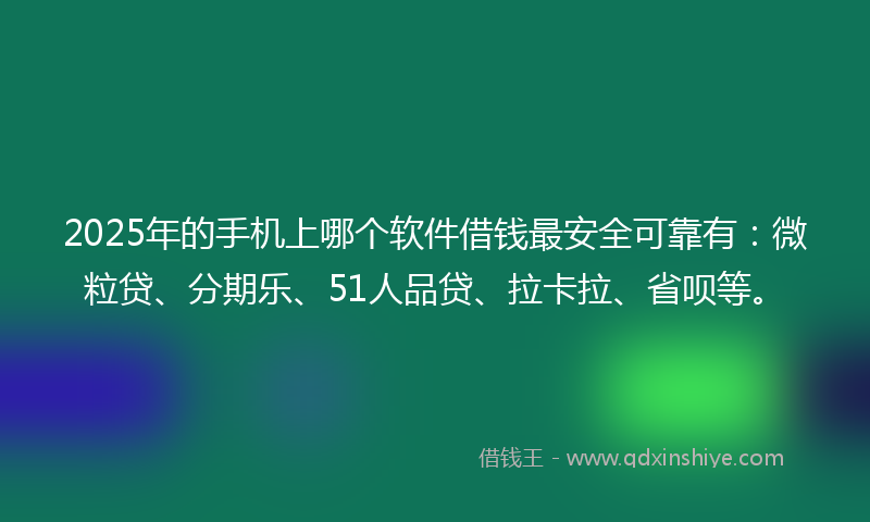 2025年的手机上哪个软件借钱最安全可靠有：微粒贷、分期乐、51人品贷、拉卡拉、省呗等。
