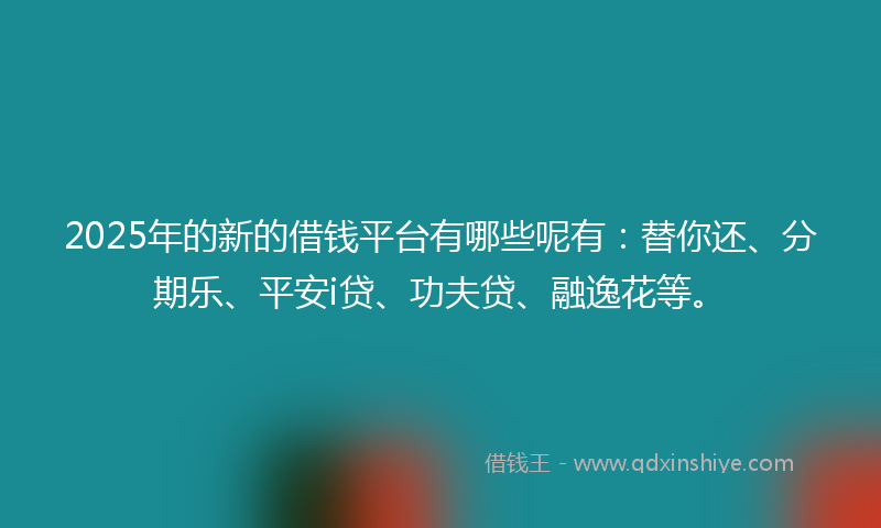 2025年的新的借钱平台有哪些呢有：替你还、分期乐、平安i贷、功夫贷、融逸花等。