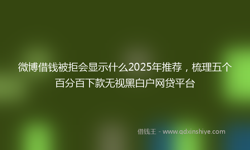 微博借钱被拒会显示什么2025年推荐，梳理五个百分百下款无视黑白户网贷平台