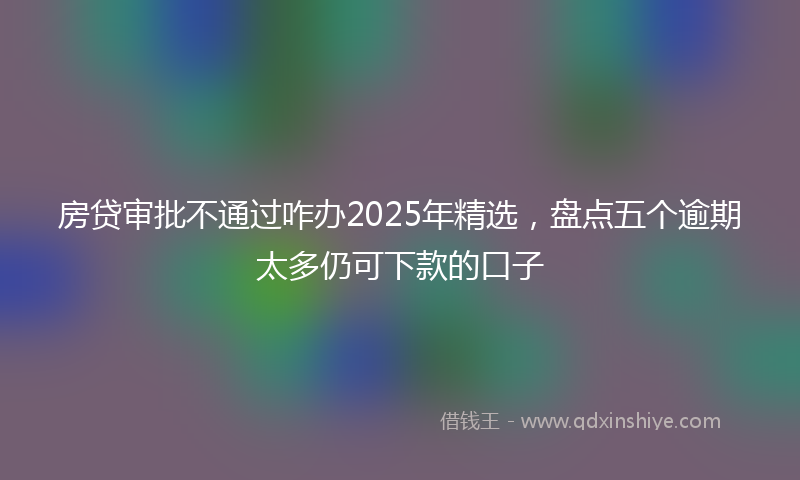 房贷审批不通过咋办2025年精选，盘点五个逾期太多仍可下款的口子
