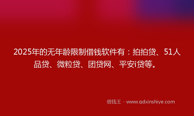 2025年的无年龄限制借钱软件有：拍拍贷、51人品贷、微粒贷、团贷网、平安i贷等。