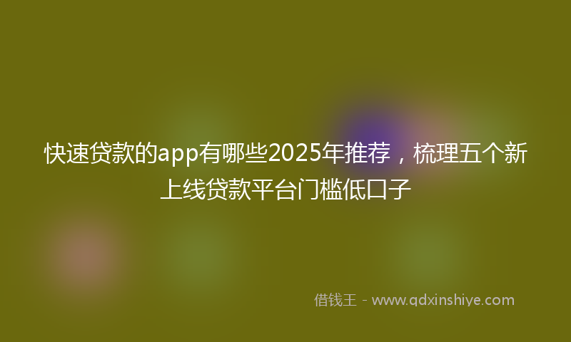快速贷款的app有哪些2025年推荐，梳理五个新上线贷款平台门槛低口子