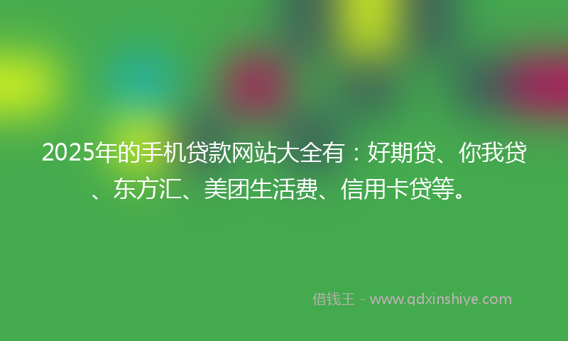 2025年的手机贷款网站大全有：好期贷、你我贷、东方汇、美团生活费、信用卡贷等。