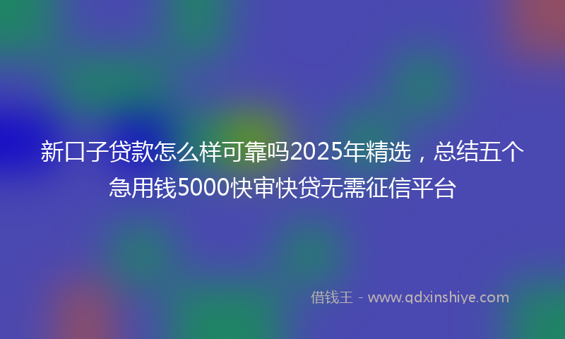 新口子贷款怎么样可靠吗2025年精选，总结五个急用钱5000快审快贷无需征信平台