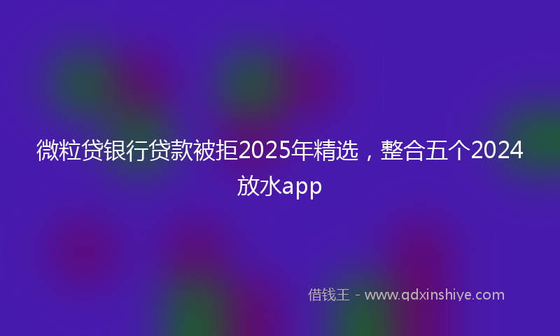 微粒贷银行贷款被拒2025年精选，整合五个2024放水app