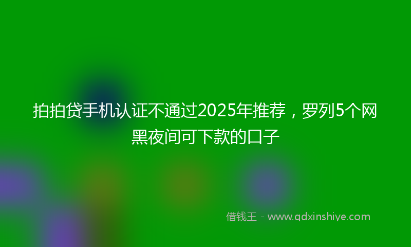 拍拍贷手机认证不通过2025年推荐，罗列5个网黑夜间可下款的口子