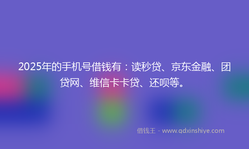 2025年的手机号借钱有：读秒贷、京东金融、团贷网、维信卡卡贷、还呗等。