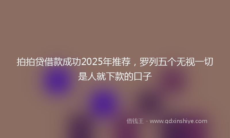 拍拍贷借款成功2025年推荐，罗列五个无视一切是人就下款的口子