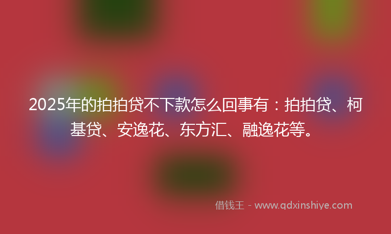 2025年的拍拍贷不下款怎么回事有：拍拍贷、柯基贷、安逸花、东方汇、融逸花等。