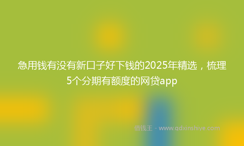 急用钱有没有新口子好下钱的2025年精选，梳理5个分期有额度的网贷app