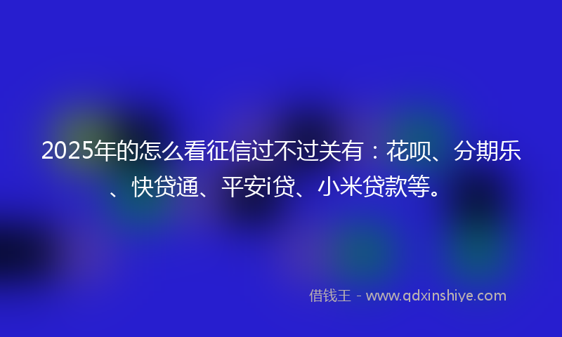 2025年的怎么看征信过不过关有：花呗、分期乐、快贷通、平安i贷、小米贷款等。