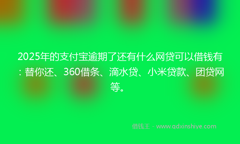 2025年的支付宝逾期了还有什么网贷可以借钱有：替你还、360借条、滴水贷、小米贷款、团贷网等。