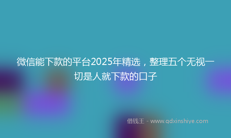 微信能下款的平台2025年精选，整理五个无视一切是人就下款的口子