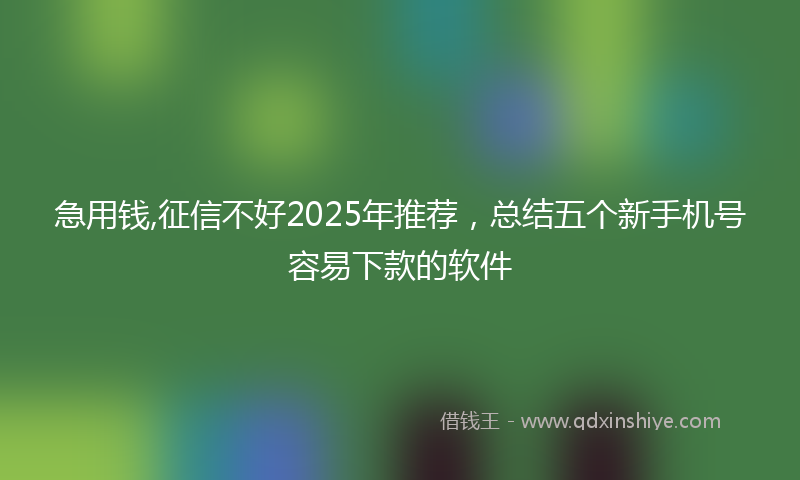 急用钱,征信不好2025年推荐，总结五个新手机号容易下款的软件