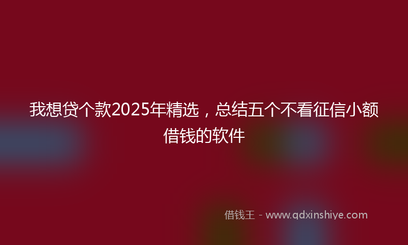 我想贷个款2025年精选，总结五个不看征信小额借钱的软件