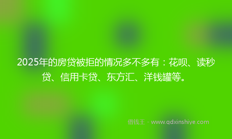 2025年的房贷被拒的情况多不多有：花呗、读秒贷、信用卡贷、东方汇、洋钱罐等。