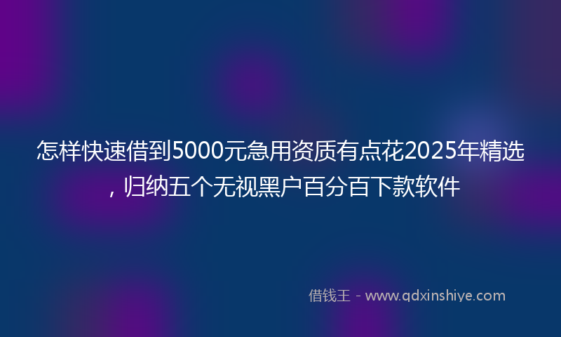 怎样快速借到5000元急用资质有点花2025年精选，归纳五个无视黑户百分百下款软件