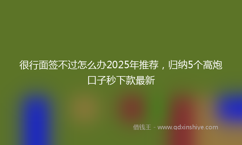 很行面签不过怎么办2025年推荐，归纳5个高炮口子秒下款最新