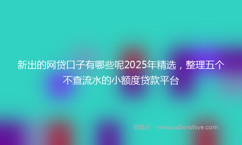 新出的网贷口子有哪些呢2025年精选，整理五个不查流水的小额度贷款平台