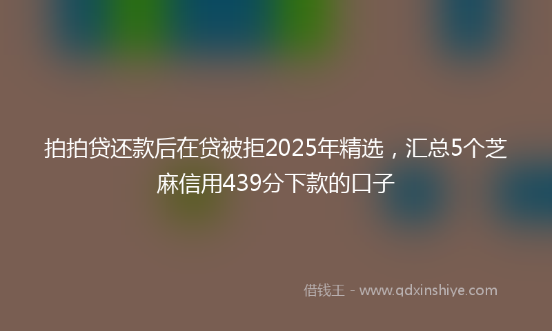拍拍贷还款后在贷被拒2025年精选，汇总5个芝麻信用439分下款的口子