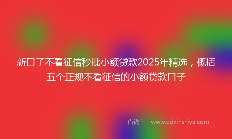 新口子不看征信秒批小额贷款2025年精选，概括五个正规不看征信的小额贷款口子