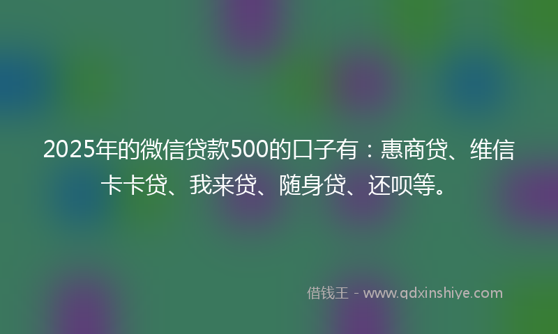 2025年的微信贷款500的口子有：惠商贷、维信卡卡贷、我来贷、随身贷、还呗等。