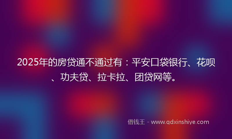 2025年的房贷通不通过有：平安口袋银行、花呗、功夫贷、拉卡拉、团贷网等。