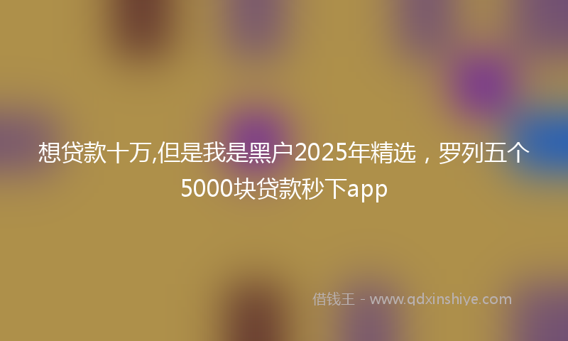 想贷款十万,但是我是黑户2025年精选，罗列五个5000块贷款秒下app