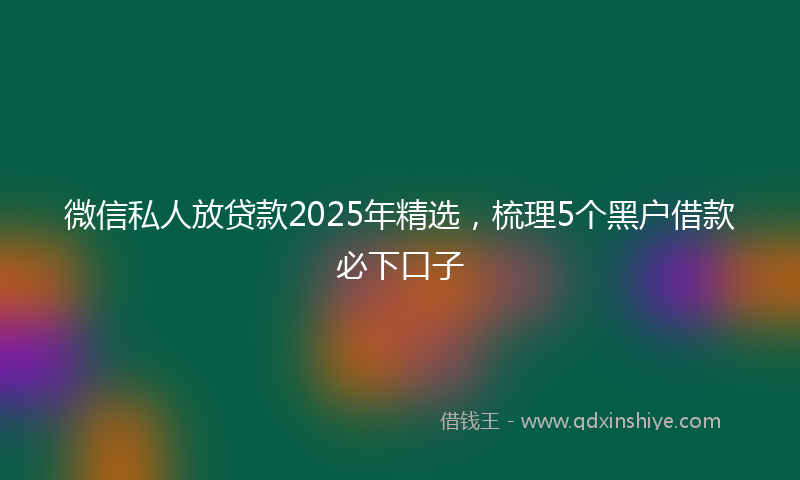 微信私人放贷款2025年精选，梳理5个黑户借款必下口子