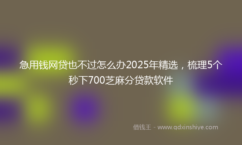 急用钱网贷也不过怎么办2025年精选，梳理5个秒下700芝麻分贷款软件