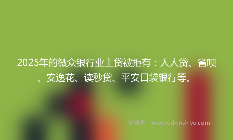 2025年的微众银行业主贷被拒有：人人贷、省呗、安逸花、读秒贷、平安口袋银行等。
