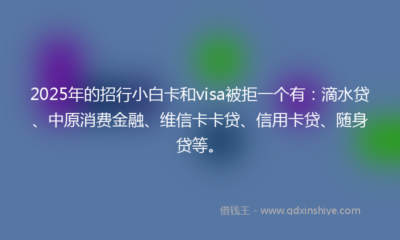 2025年的招行小白卡和visa被拒一个有：滴水贷、中原消费金融、维信卡卡贷、信用卡贷、随身贷等。