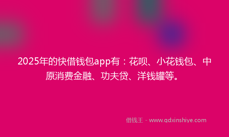 2025年的快借钱包app有：花呗、小花钱包、中原消费金融、功夫贷、洋钱罐等。