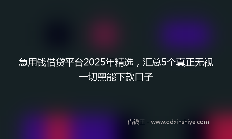 急用钱借贷平台2025年精选，汇总5个真正无视一切黑能下款口子