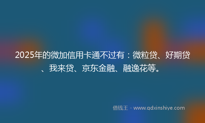 2025年的微加信用卡通不过有：微粒贷、好期贷、我来贷、京东金融、融逸花等。