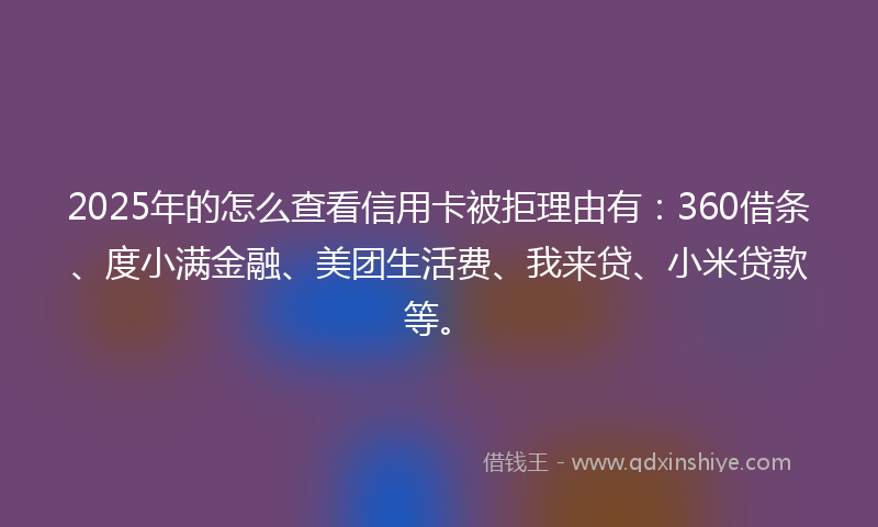 2025年的怎么查看信用卡被拒理由有：360借条、度小满金融、美团生活费、我来贷、小米贷款等。