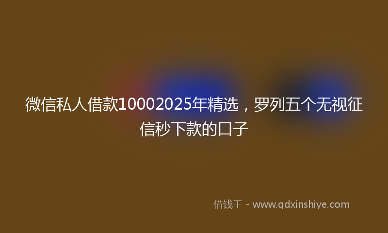 微信私人借款10002025年精选，罗列五个无视征信秒下款的口子