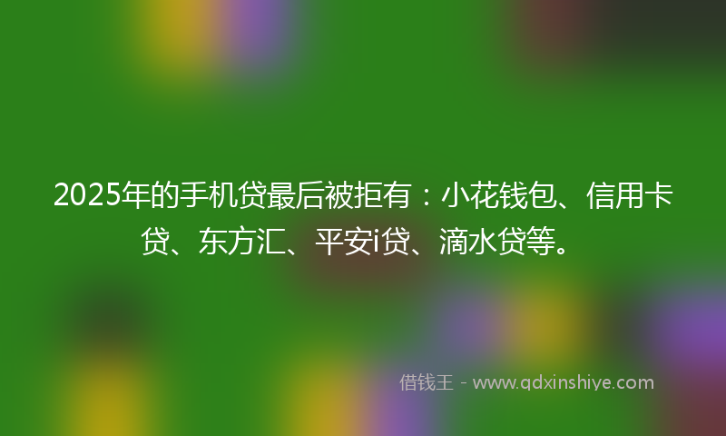 2025年的手机贷最后被拒有：小花钱包、信用卡贷、东方汇、平安i贷、滴水贷等。