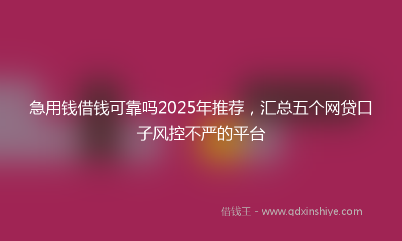 急用钱借钱可靠吗2025年推荐，汇总五个网贷口子风控不严的平台