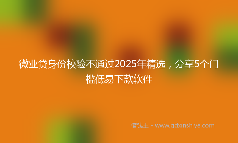 微业贷身份校验不通过2025年精选，分享5个门槛低易下款软件