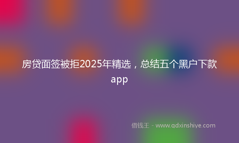 房贷面签被拒2025年精选，总结五个黑户下款app
