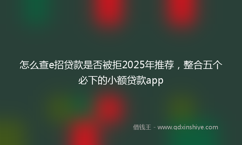 怎么查e招贷款是否被拒2025年推荐，整合五个必下的小额贷款app