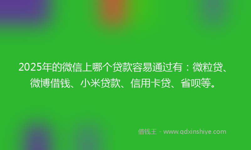 2025年的微信上哪个贷款容易通过有：微粒贷、微博借钱、小米贷款、信用卡贷、省呗等。