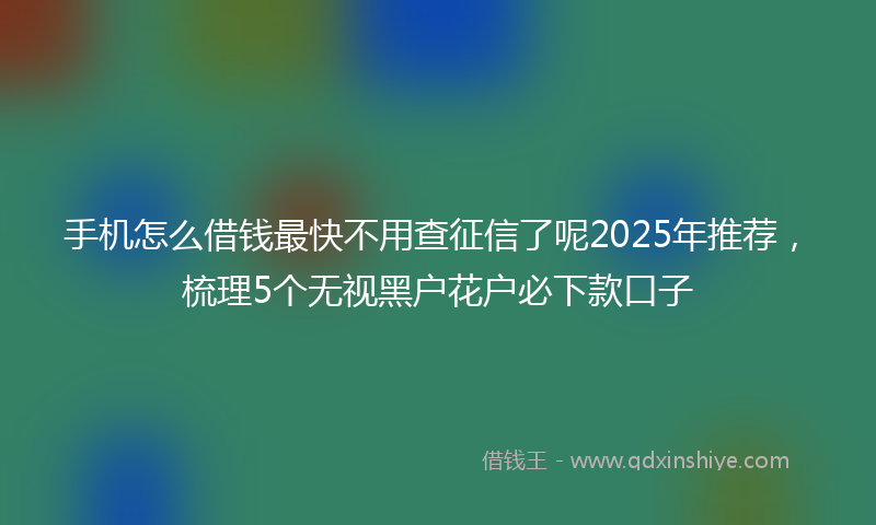 手机怎么借钱最快不用查征信了呢2025年推荐，梳理5个无视黑户花户必下款口子
