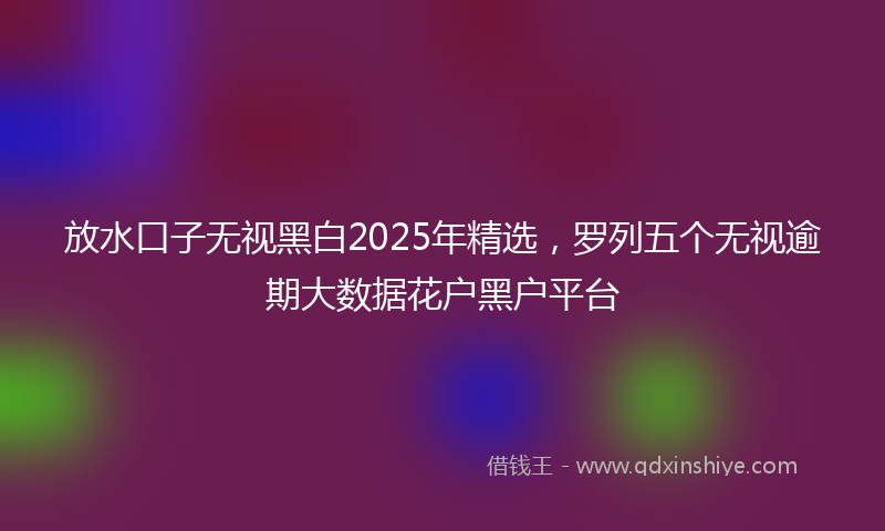 放水口子无视黑白2025年精选，罗列五个无视逾期大数据花户黑户平台