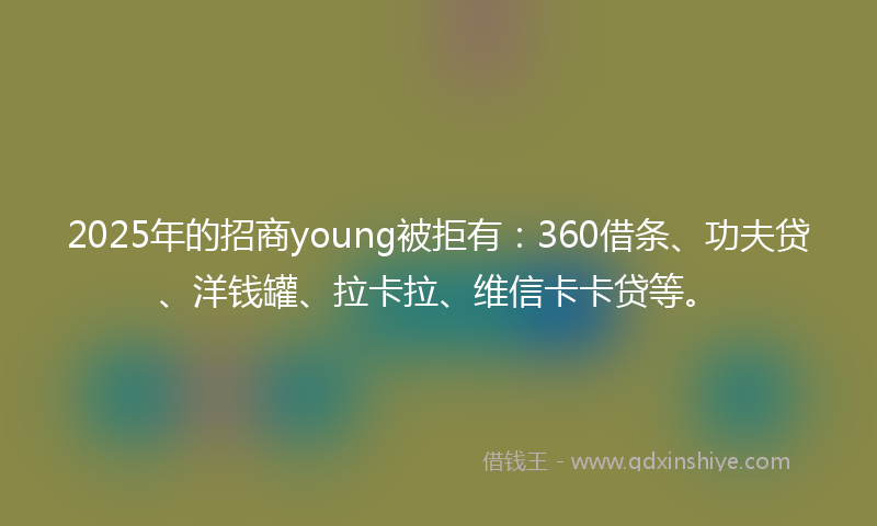 2025年的招商young被拒有：360借条、功夫贷、洋钱罐、拉卡拉、维信卡卡贷等。