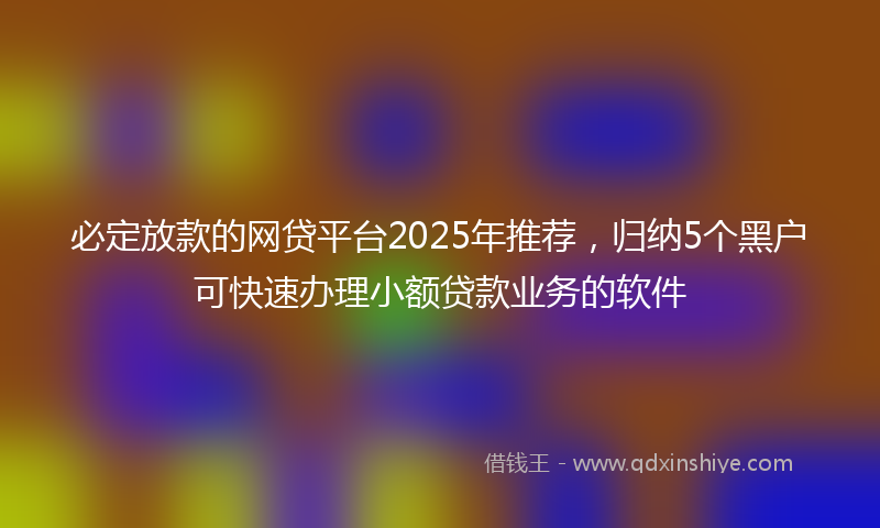 必定放款的网贷平台2025年推荐，归纳5个黑户可快速办理小额贷款业务的软件