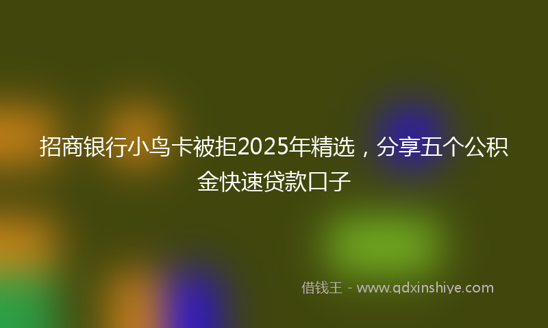 招商银行小鸟卡被拒2025年精选，分享五个公积金快速贷款口子