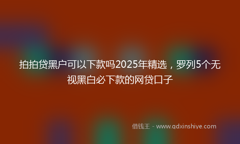 拍拍贷黑户可以下款吗2025年精选，罗列5个无视黑白必下款的网贷口子